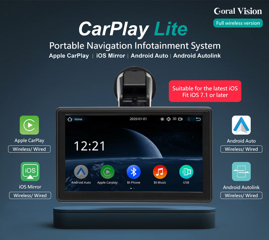 Coral Vision 7-inch Carplay wireless lite A Android Apple mobile phone screen projection car Universal