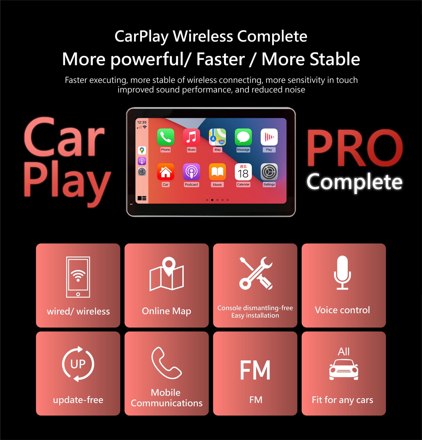 Coral Vision Wireless Pro A 7inch IPS display - Navigation, Communications, Infotainment Quick DIY-installation System，support ios and Android mirrorlink