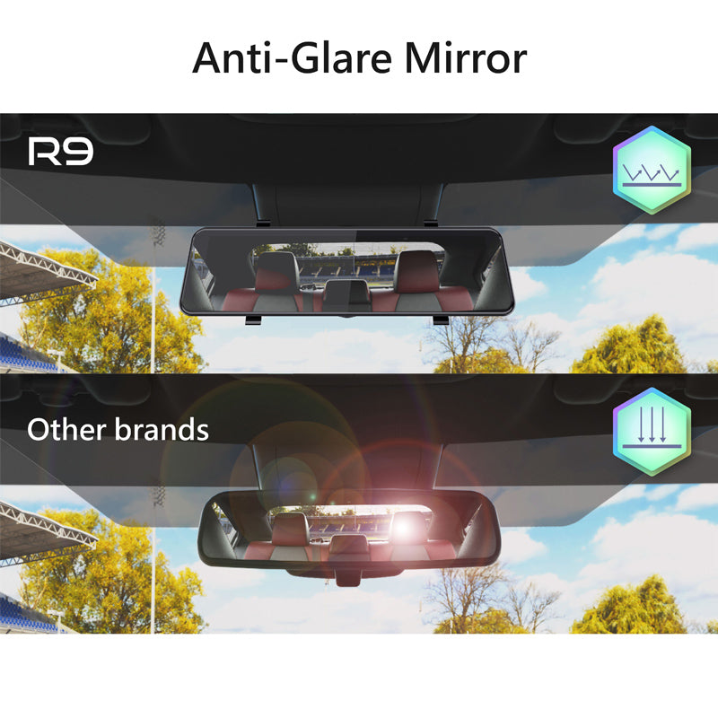 R9 (Magic Mirror) - 4K Sony sensor Dual-lens Mirror Dashcam with CarPlay Android Auto functions